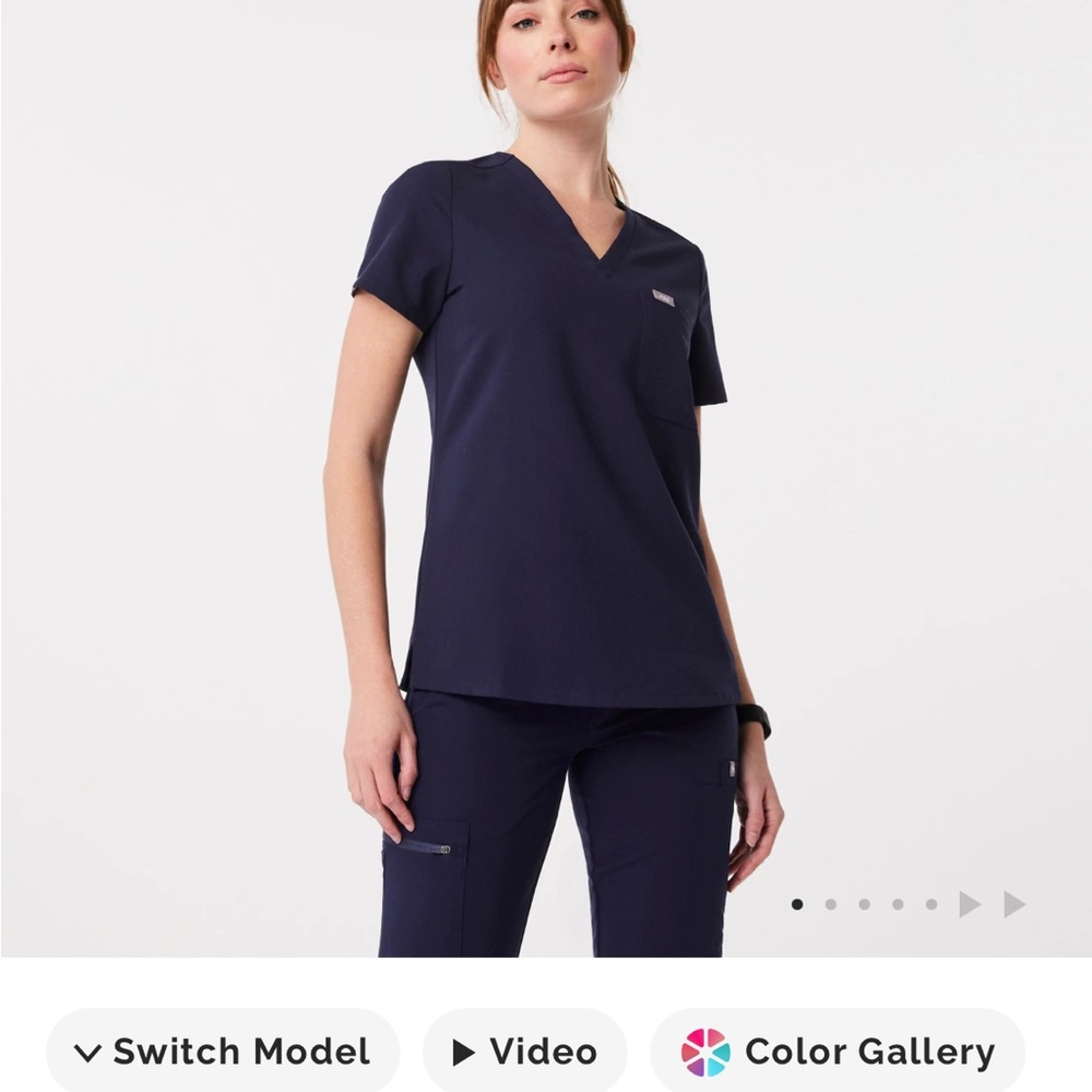 Figs Navy Catarina V-Neck Scrub Top
